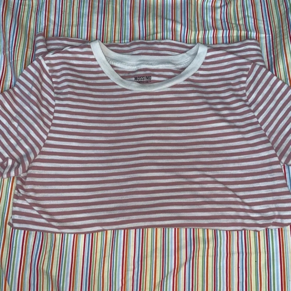 Striped shirt pink and white juniors shirt medium